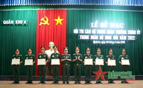 Quân khu 4: Bế mạc Hội thi Trung đoàn trưởng, Chính ủy trung đoàn bộ binh giỏi năm 2022